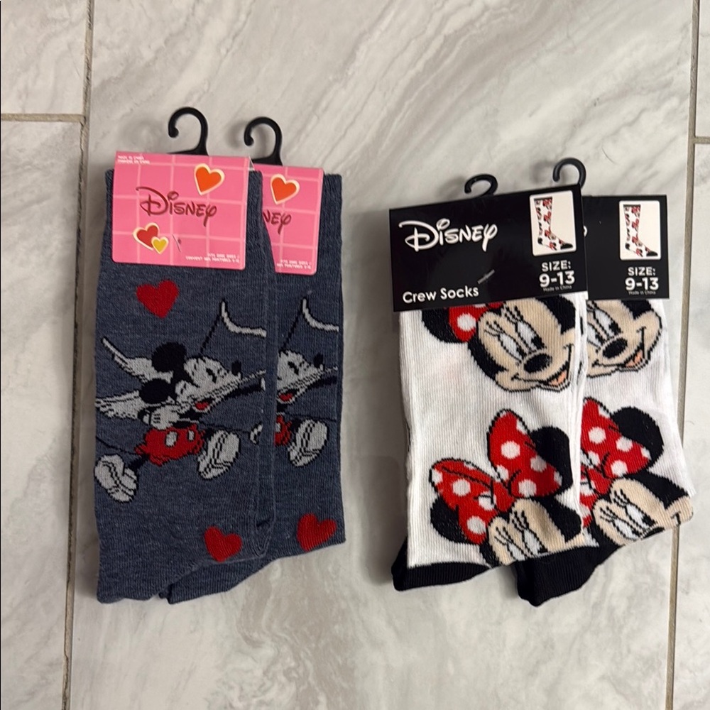 Disney Mickey and Minnie Mouse Crew Socks one pair free V Day Cupid